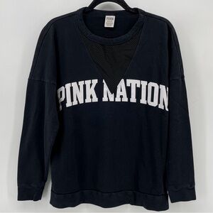 Victoria’s Secret PINK Crewneck Sweatshirt Black Pink Nation S